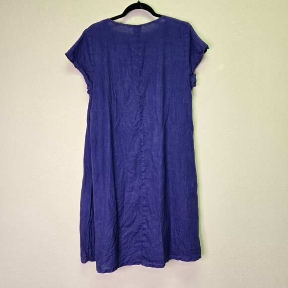 Match Point Womens Purple Linen A-Line Dress S Minimalist Lagenlook - Picture 2 of 9